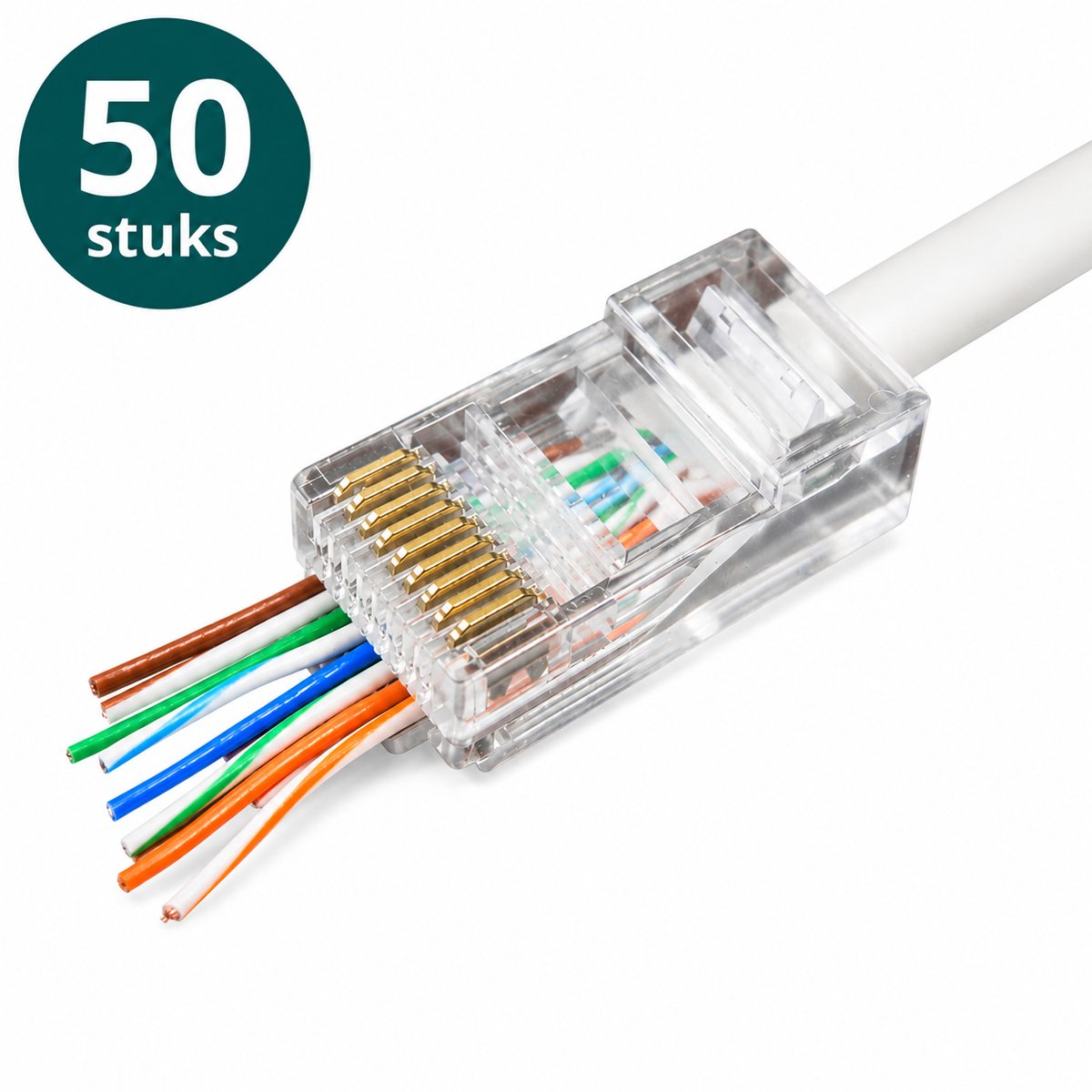 CLUTCHR - RJ45 CAT6 Connectoren Doorsteek – 50 Stuks – UTP Netwerkstekkers – Voor CAT5e/CAT6 Kabel – Solid & Flexibel – Pass Through