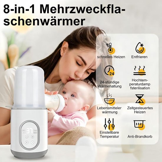 Flessenwarmer, snelle flessenwarmer, geschikt voor moedermelk of flesvoeding, intelligente temperatuurregeling met automatische uitschakeling, blauw. — afbeelding 4