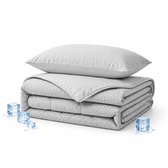 Verkoelend Dekbed zonder overtrek 140x220 cm – Grijs - Verkoelend & Ademend – Lichtgewicht Zomerdekbed – Wasbaar Dekbed – Met Kussensloop - Eenpersoons