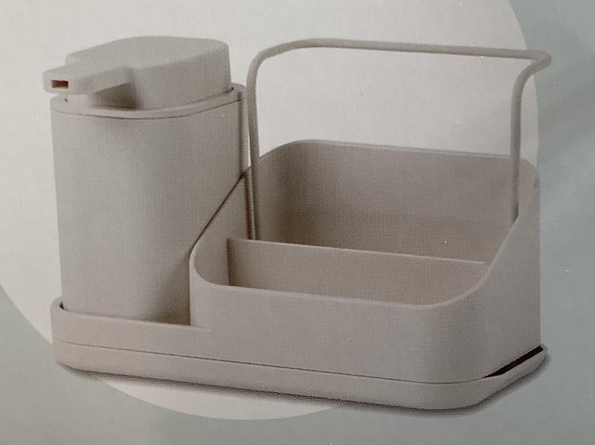 Gootsteen Organizer, Crème wit/Beige, met zeepdispenser