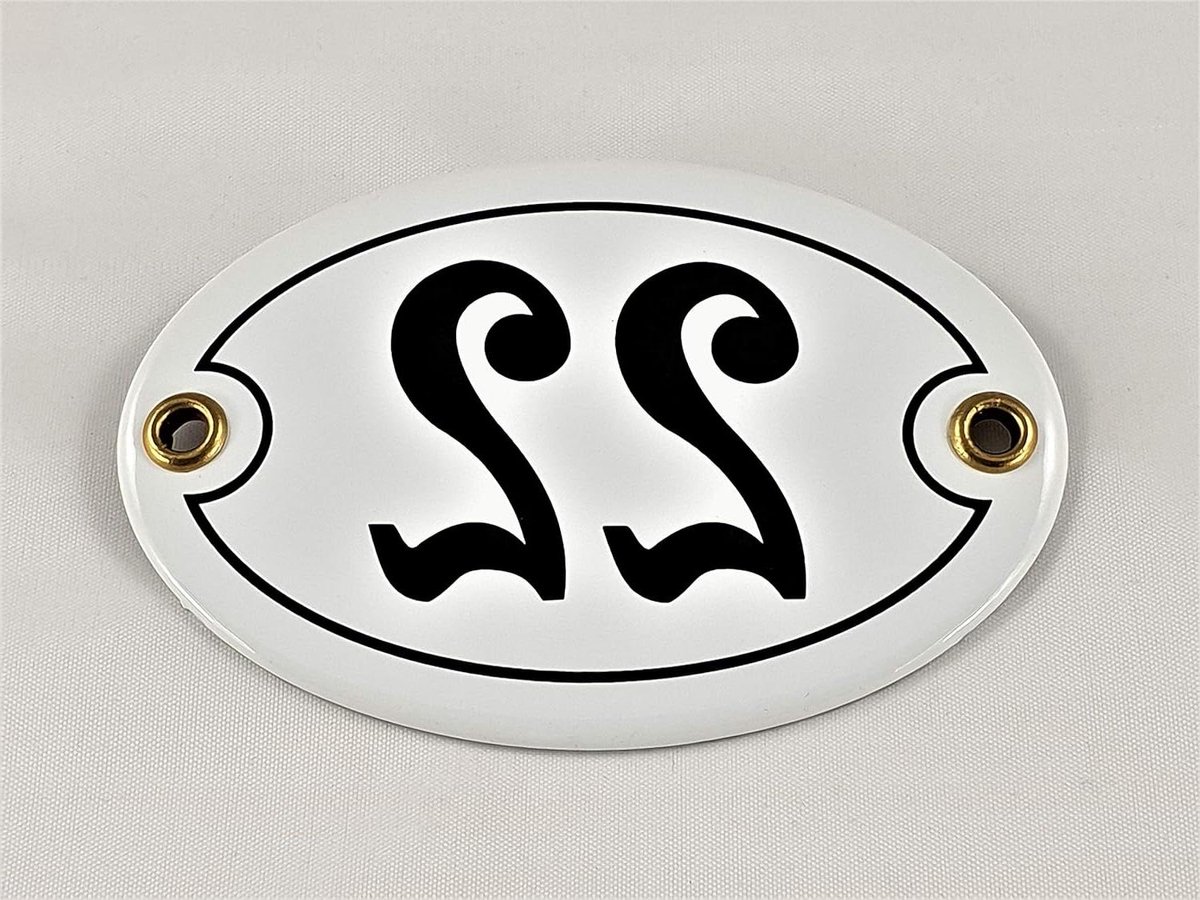 Huisnummer bord - Emaille nummer - Huis identificatie - Handgemaakt ontwerp - 105 x 7 cm - Wit zwart
