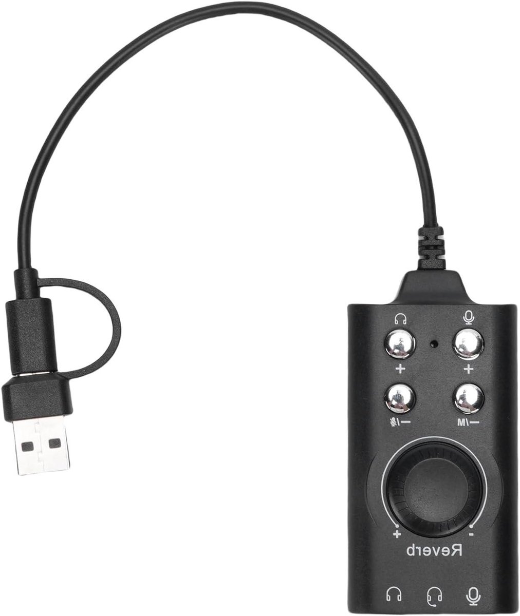 USB Type C Externe Geluidskaart, Hoofdtelefoonadapter voor Laptoptelefoon, met Ruisonderdrukkingschip, Plug and Play, voor Live Streaming Karaoke-opname