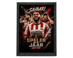 Ismael Saibari Poster PSV | Speler van het Jaar 2025-2026 | Inclusief Zwarte A4 Lijst