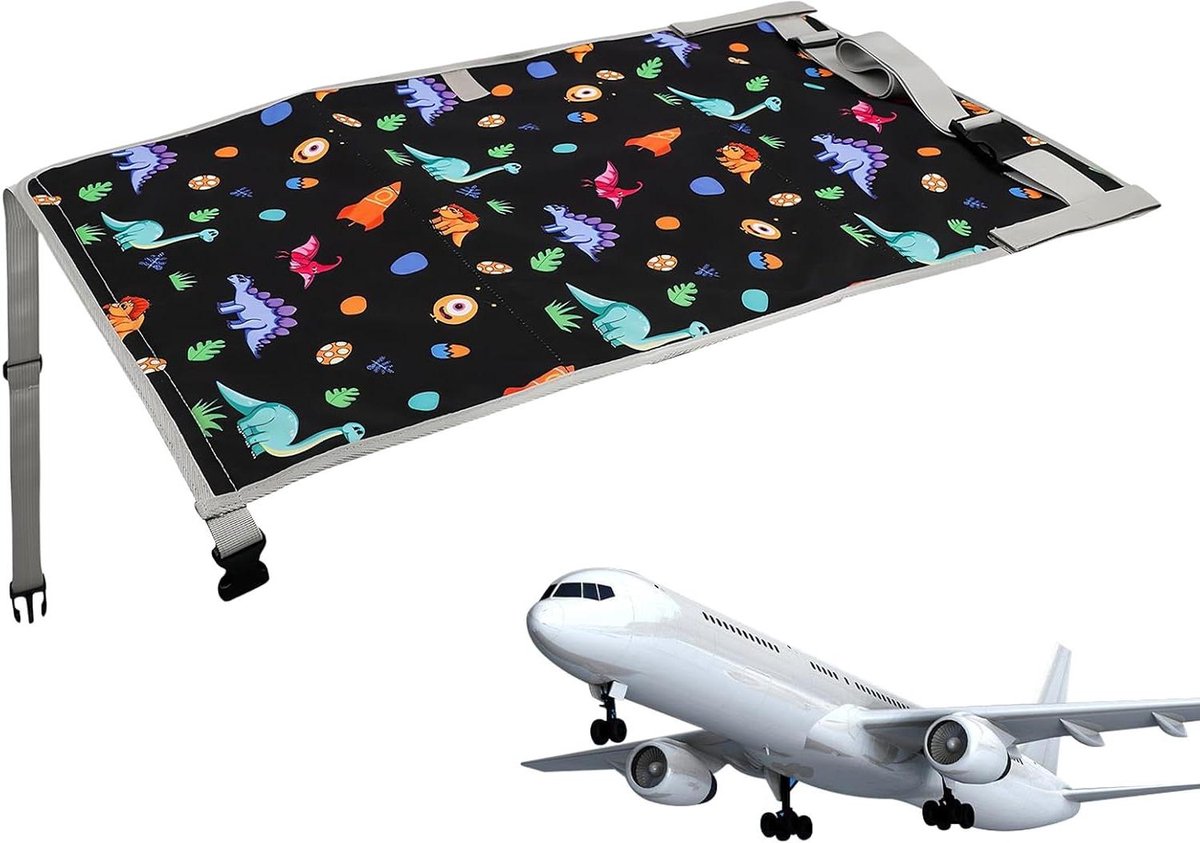 Vliegtuig Kinderbed - Reisbed Baby - Comfortabel Reizen - Inclusief Voetsteun - 76 x 44.5 cm - Zwart
