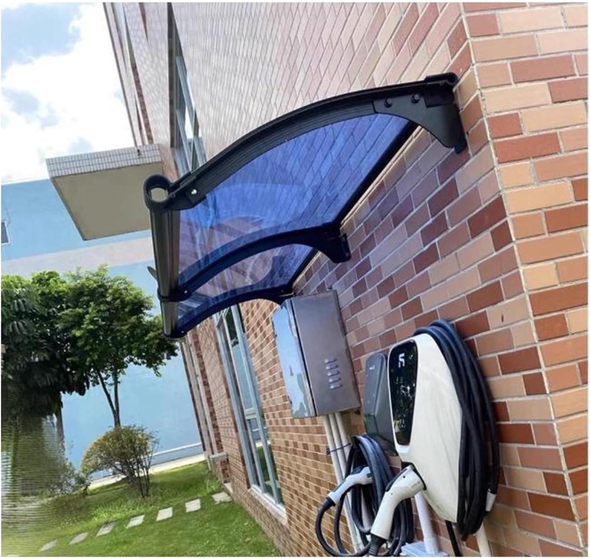 Luifel voor buiten - Regendak raam - Bescherming tegen weer - Slagvast polycarbonaat - 100x80cm - Transparant