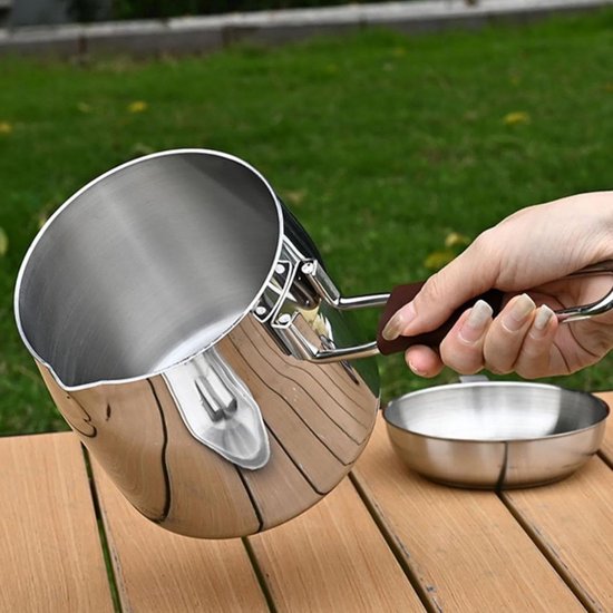 Camping Saucepan, 570ml Multi-Purpose Sauce Pan - Portable, Oven Safe, Dishwasher Safe, Ergonomic Handle, Induction Sauce Pan with Lid for Easy Pouring — afbeelding 5