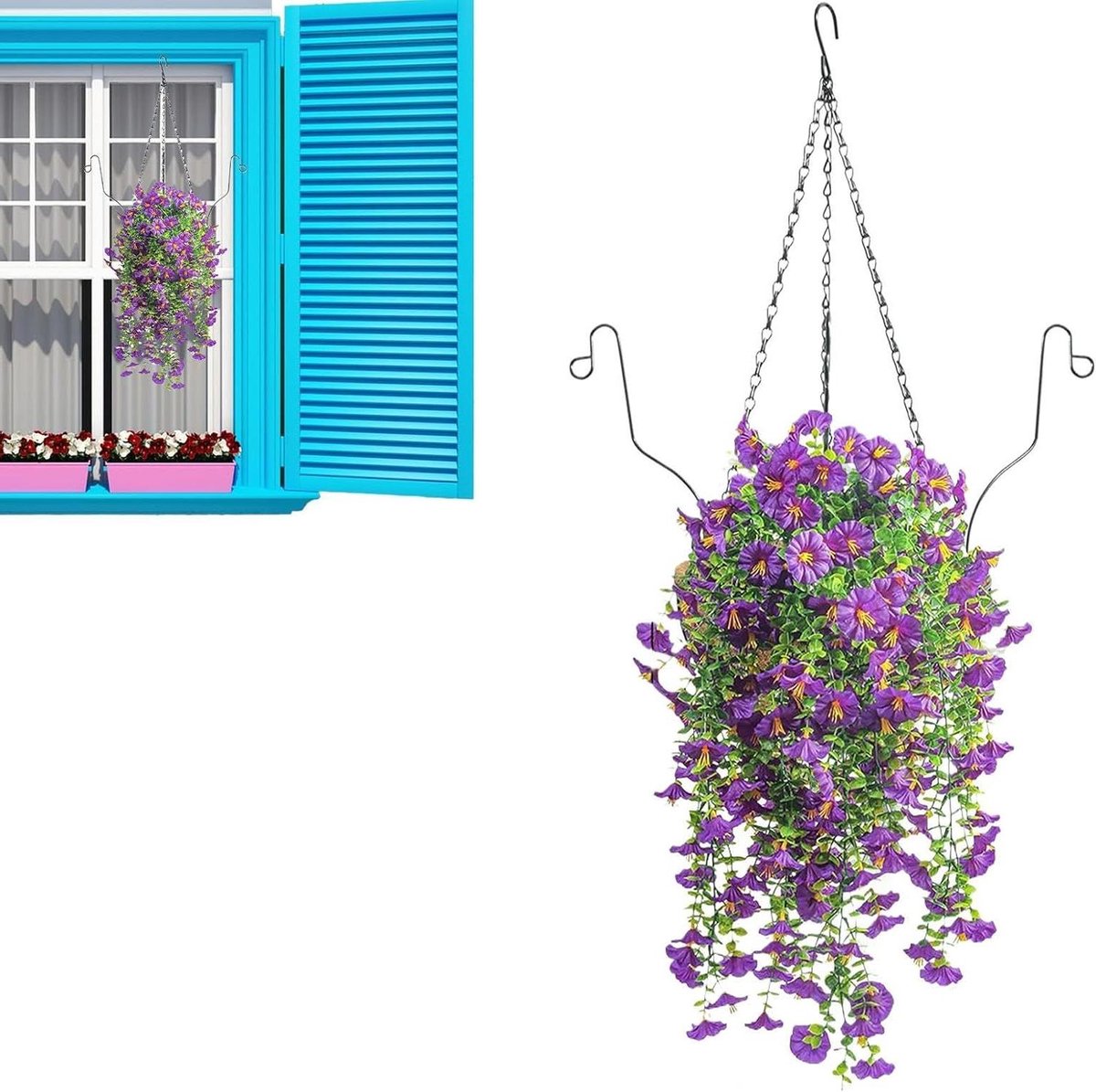 Nepbloemen Hangmand - Kunstplant Decoratie - Verfraaiing Buitenruimte - Onderhoudsvrij Jaa