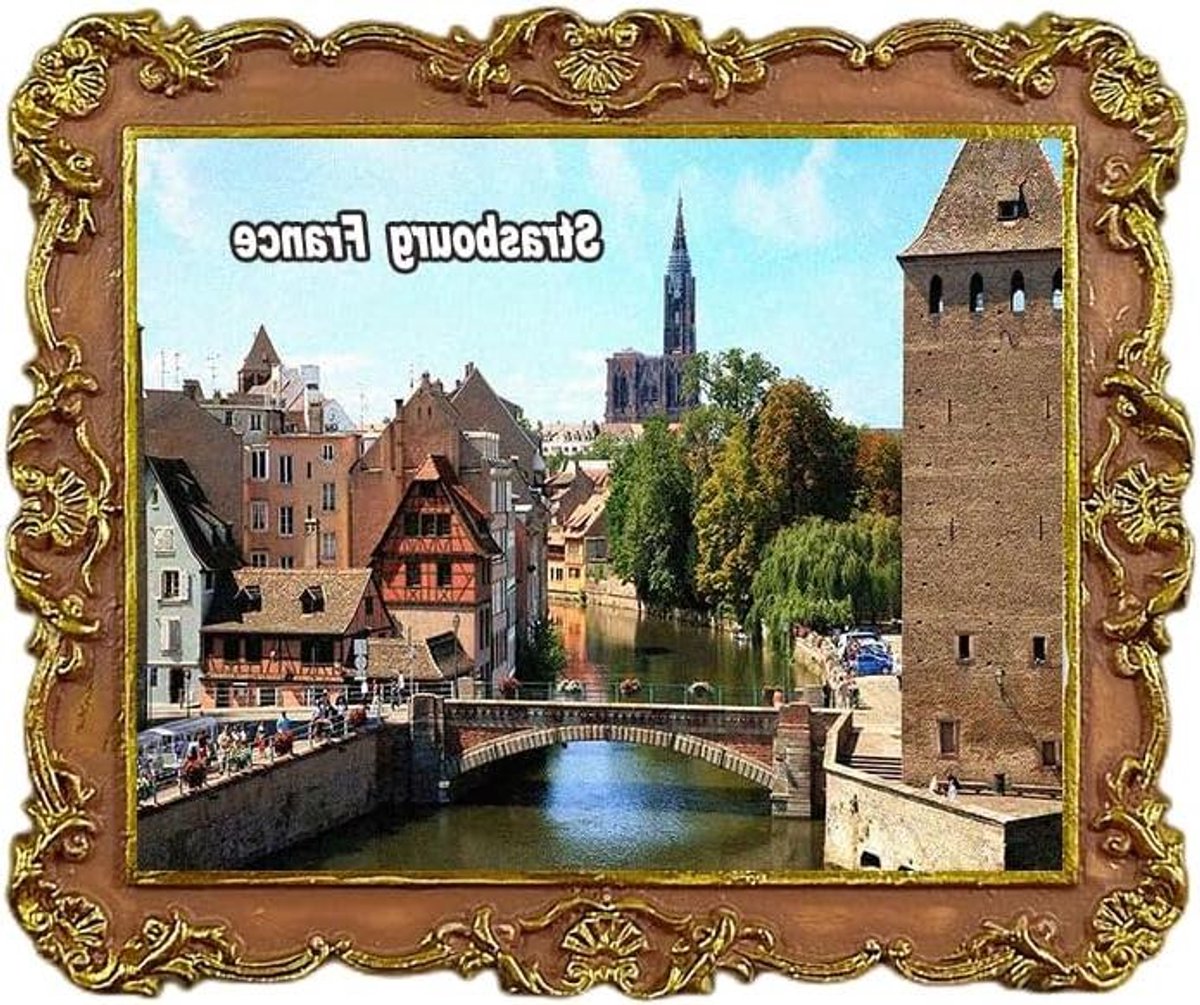 Koelkastmagneet Straatsburg - Reis Souvenir - Keuken Decoratie - Sterk Magnetisme - 7.3 x 6.0 cm - Meerkleurig