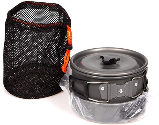 Camping Kookset voor 2-3 Personen – Lichtgewicht Opvouwbare Pannenset met Steelpan, Koekenpan en Theepot, Compact Outdoor Kookgerei voor Kamperen, Picknick, Backpacken en Wandelvakanties — afbeelding 4