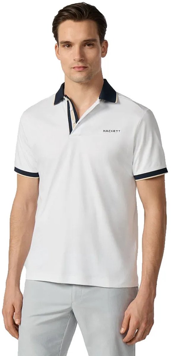 Hackett Hm5600190 Korte Mouw Poloshirt Wit L Man