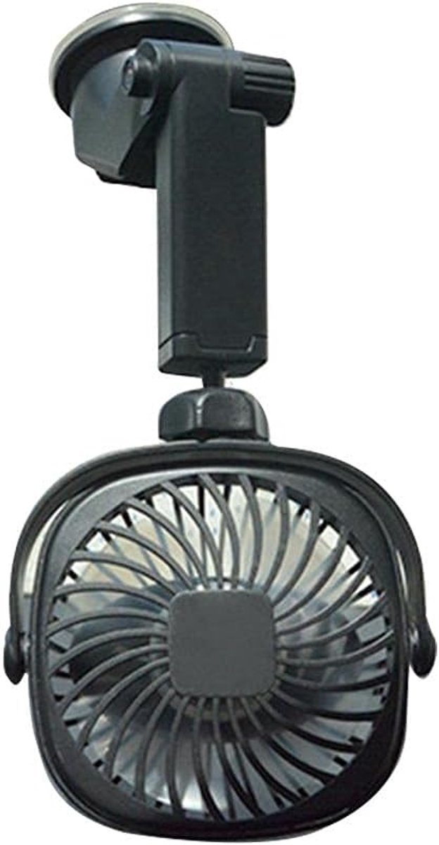 1 Autoventilator met zuignap - 3 windsnelheden - Oplaadbare USB-wandventilator - 360° draaibare ventilatorkop - Gebruiksvriendelijk - Geschikt voor auto's, kantoren, slaapkamers, keukens en bureaus - Zwart
