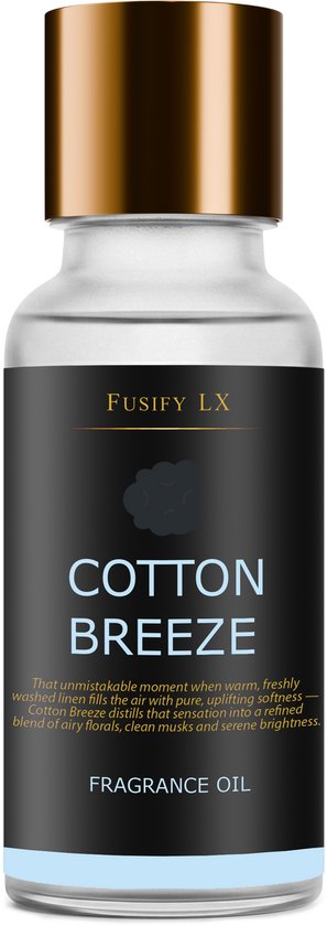 Flesje 'Cotton Breeze' geurolie van Fusify LX met gouden dop.