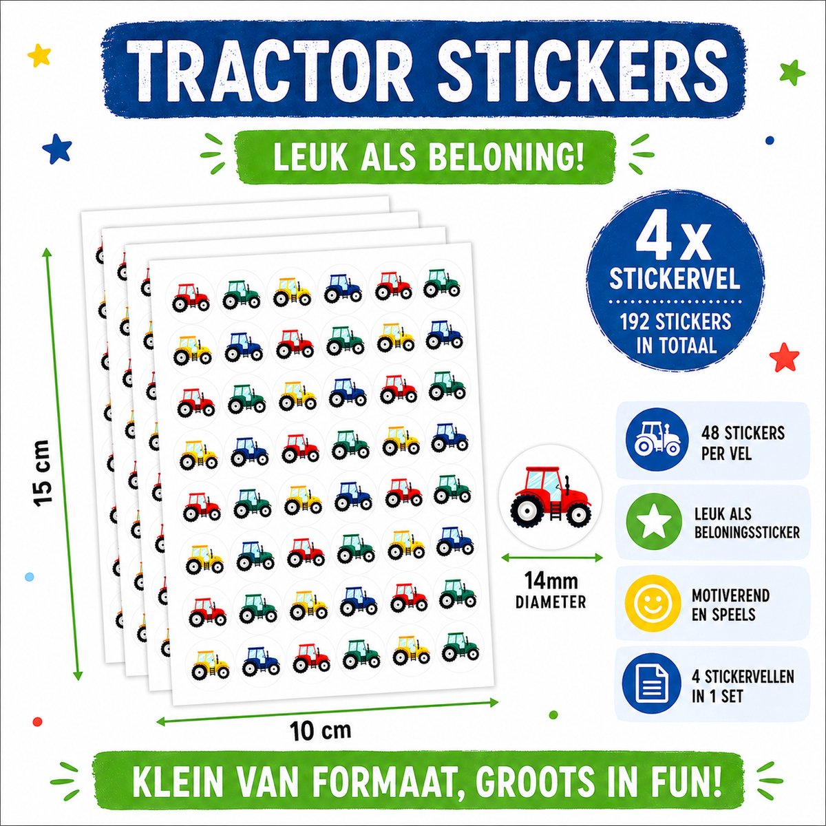 Tractor Stickers - 4 Stickervellen - Beloningsstickers Kinderen - School Stickers — afbeelding 4