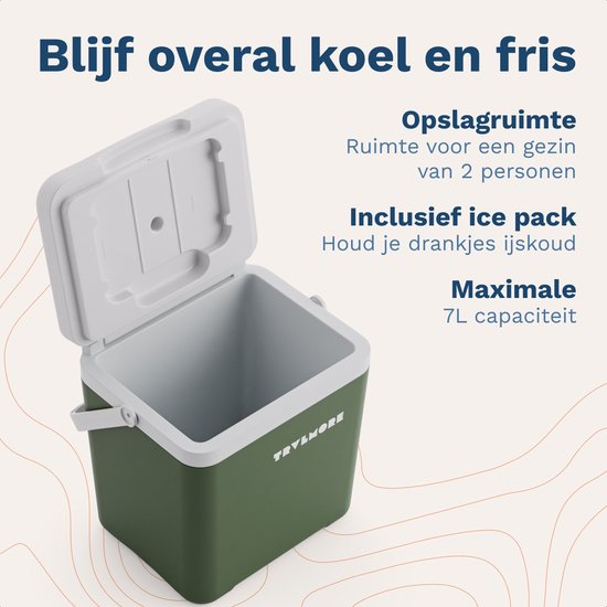 TRVLMORE Koelbox 7L - 38 Uur Koeling - Frigobox - Inclusief 2 Koelelementen - Koelbox Klein - Groen van Merkloos — afbeelding 3