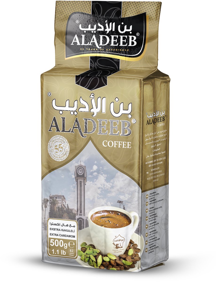 Aladeeb Premium - Turkse Koffie - Extra Kardemom - Medium Geroosterd - 500 gr