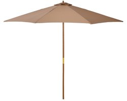 Premium Parasol - Houten Tuinparasol - Stokparasol - Ø 300 cm - Strandparasol - Marktparasol - Kantelbaar & Verstelbaar - Weerbestendig - UV-Bestendig - Strand, Balkon, Terras & Tuin - Kaki