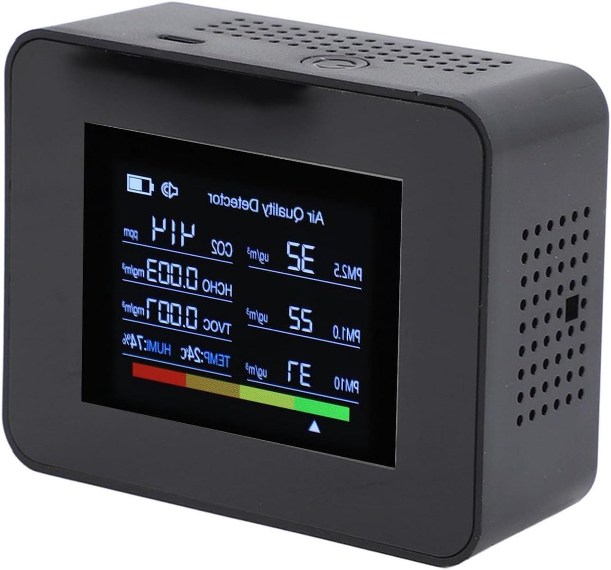Haofy Meter voor Binnenluchtkwaliteit, Draagbare CO2-detector met NDIR-sensor, Meet PM2.5, TVOC, Temperatuur en Vochtigheid, Ideaal voor Thuis en op Kantoor (BLACK)