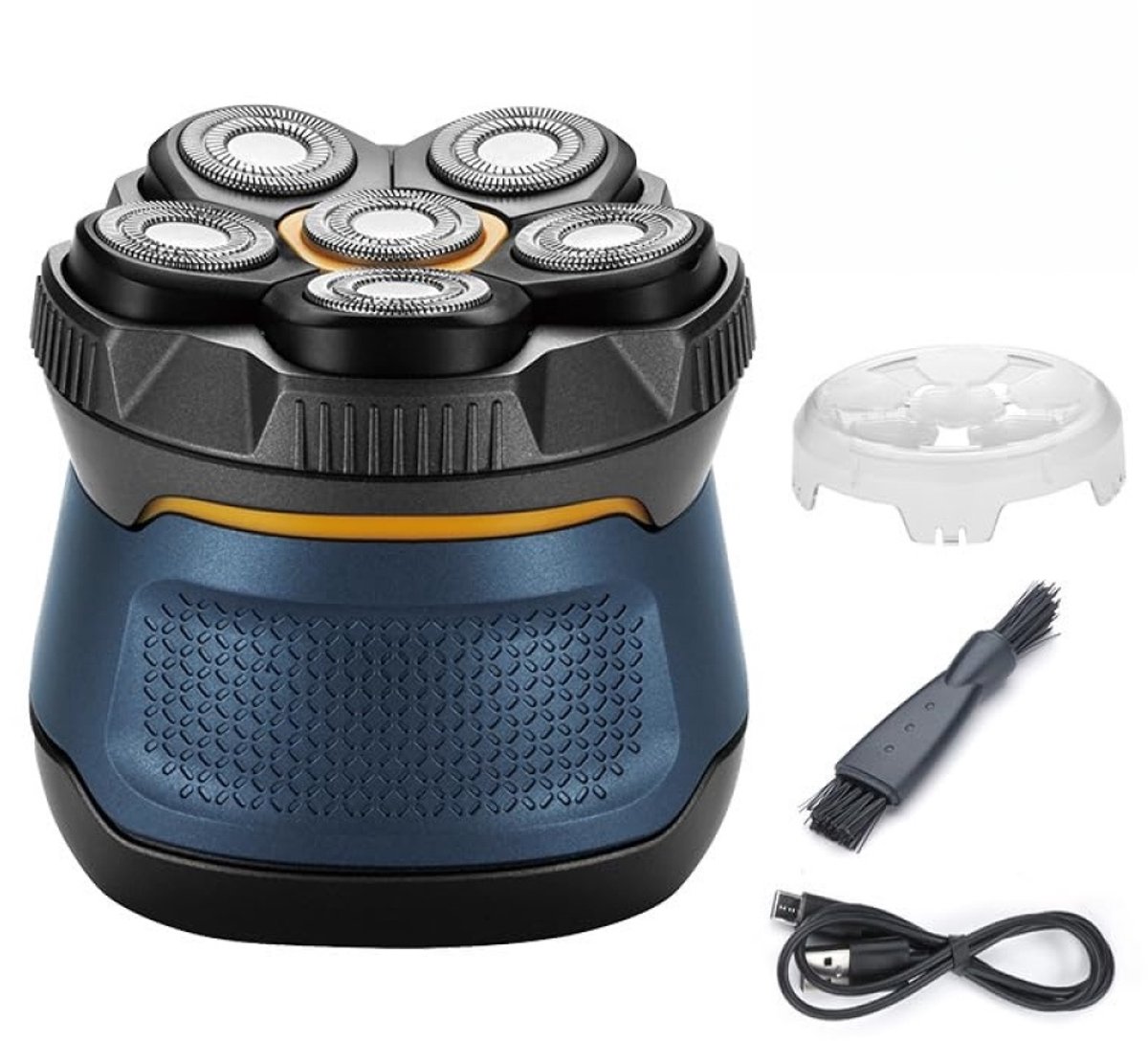 carmdering - Hoofdscheerapparaat - Kalend Scheerapparaat - Draadloze Trimmer - 6D zwevend mes, IPX7 waterdicht - 1,5 uur laden = 120 min gebruik - LED-display, reisvergrendeling - Type-C - Voor hoofd, gezicht, baard en lichaam - Incl. borstel - Blauw