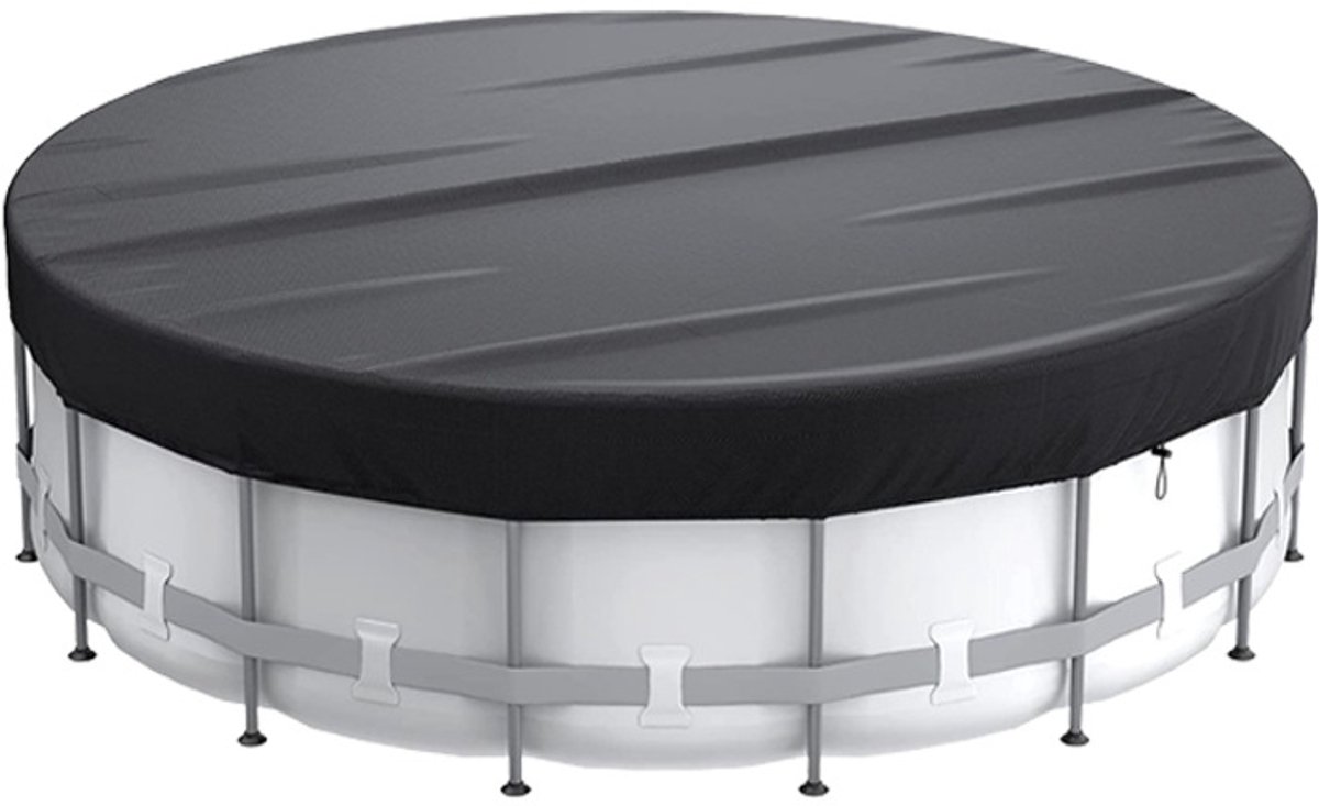 Zwembadhoes - Zwembadaccessoires - Beschermhoes voor het zwembad in de zomer - Inclusief accessoires - Jacuzzi-hoes - Stofhoes - Rond - Verbeterd winddicht ontwerp - Bovengronds buitenzwembad - 4,3 m - Zwart