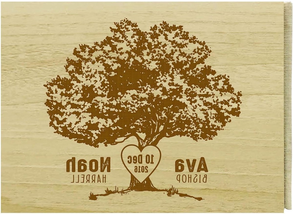 Gastenboek Bruiloft - Hout Gegraveerd - Herinneringen Bewaren - Gepersonaliseerd Ontwerp - 50 Vel - Natuurlijk Hout