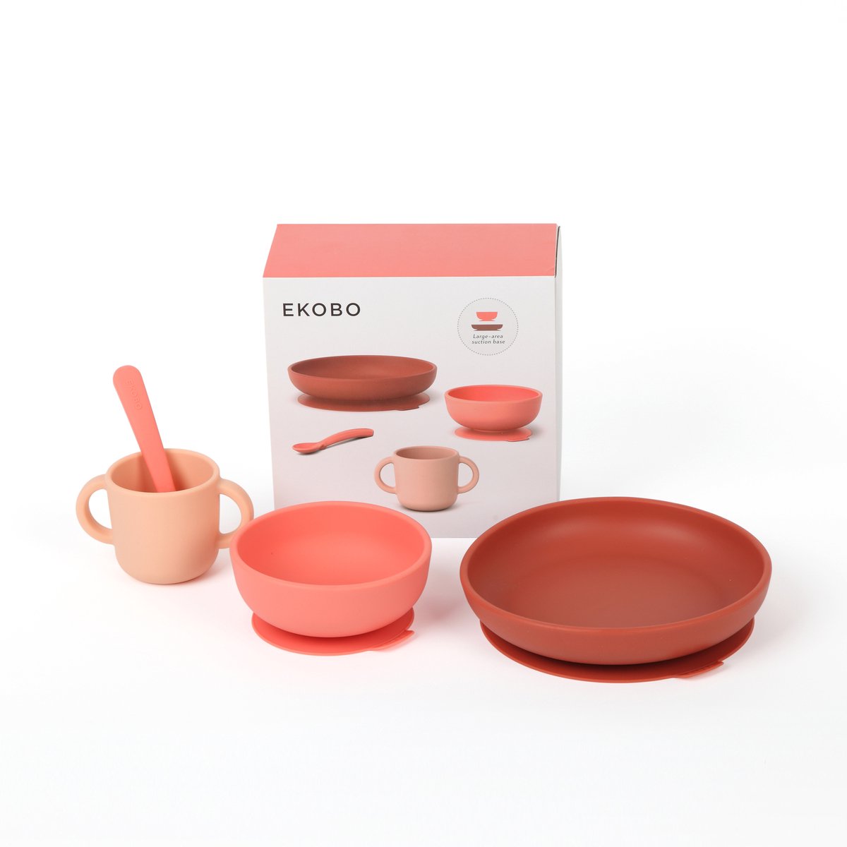 Ekobo - Baby Maaltijdset - Veilig en duurzaam - Anti-slip ontwerp roze