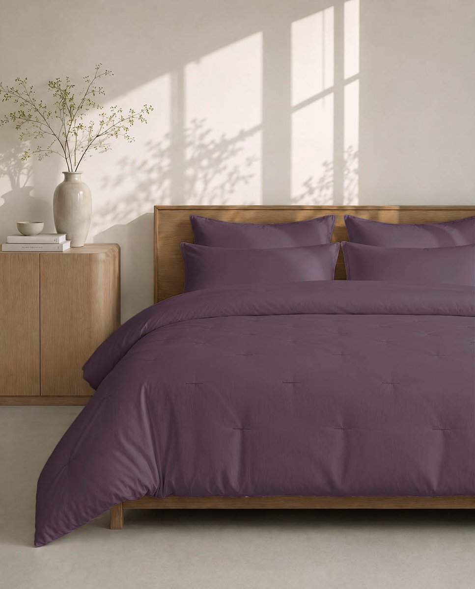 HOOMstyle Wasbaar dekbed zonder overtrek - 200x220 2 persoons met 2x kussensloop - Vijgenpaars