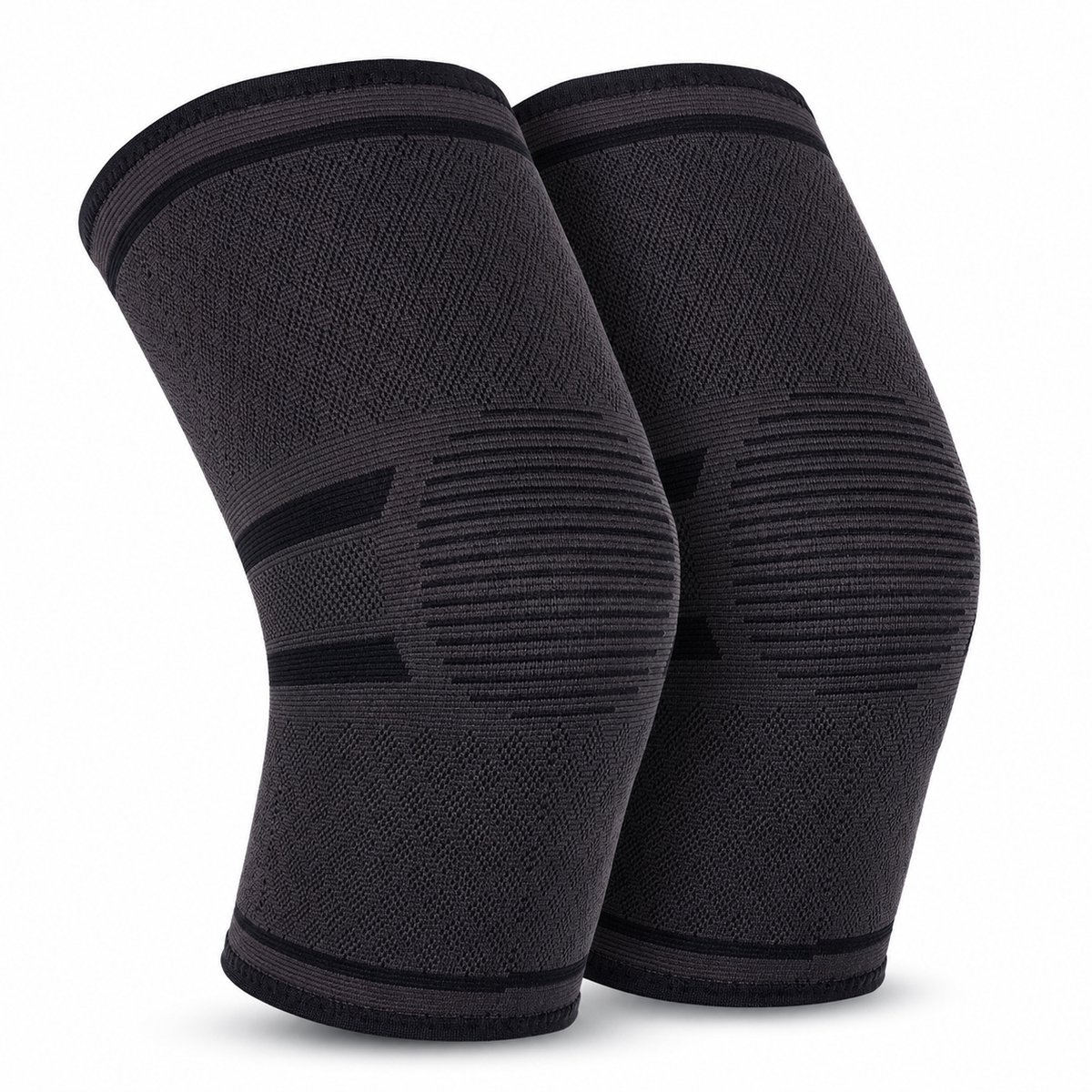 Tolvia Kniebrace Compressie - Verstelbare Knie Support - Ademend & Comfortabel - Sport, Herstel & Dagelijks Gebruik - Unisex - Maat: XL - Set van 2 - Grijs