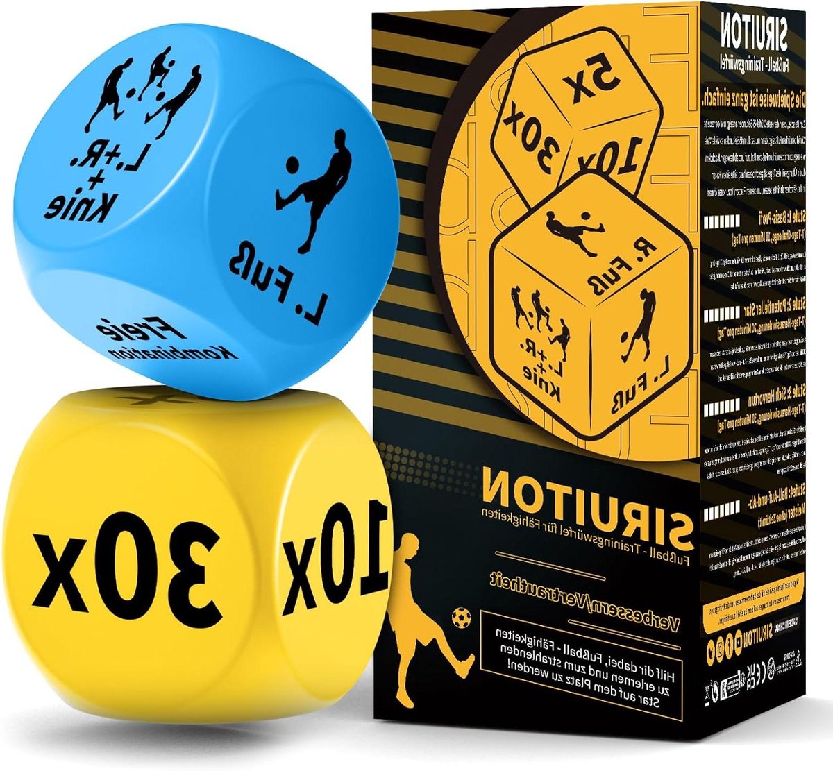 Voetbalskilldobbelstenen - Trainingskubus Voetbal - Balcontrole Verbeteren - Twee Dobbelstenen Combinatie - 7 x 7 x 7 cm