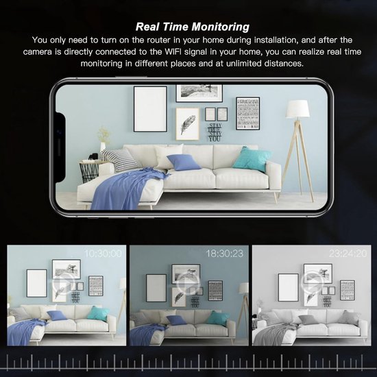 Mini WiFi Camera - Draadloze Camera Beveiliging - Thuis Bewaken - AI Humanoïde Herkenning - 1080P HD - Zwart van MINI — afbeelding 2