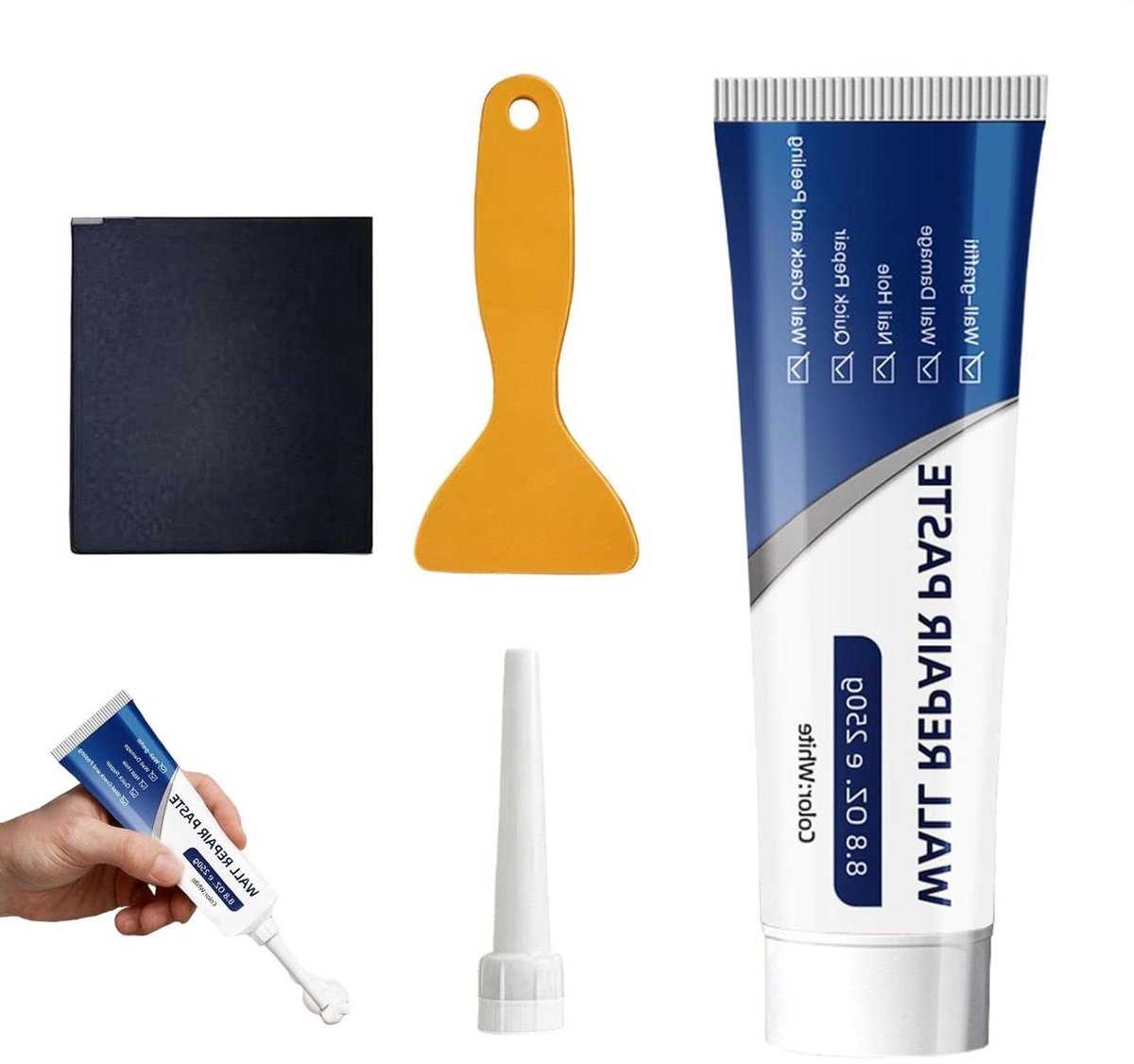 Wand Reparatiepasta - Plamuur Tube - Muren Herstellen - Sneldrogend Formule - 1 Set - Wit