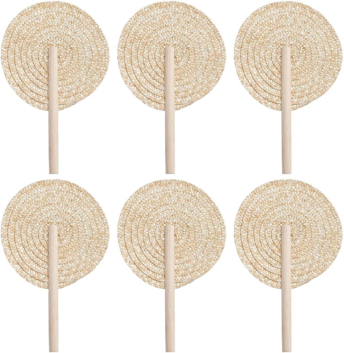 Rieten Waaiers - Handwaaiers Bast - Decoratie Bruiloft - Natuurlijke Materialen - 37 x 23 cm - Natuurlijk