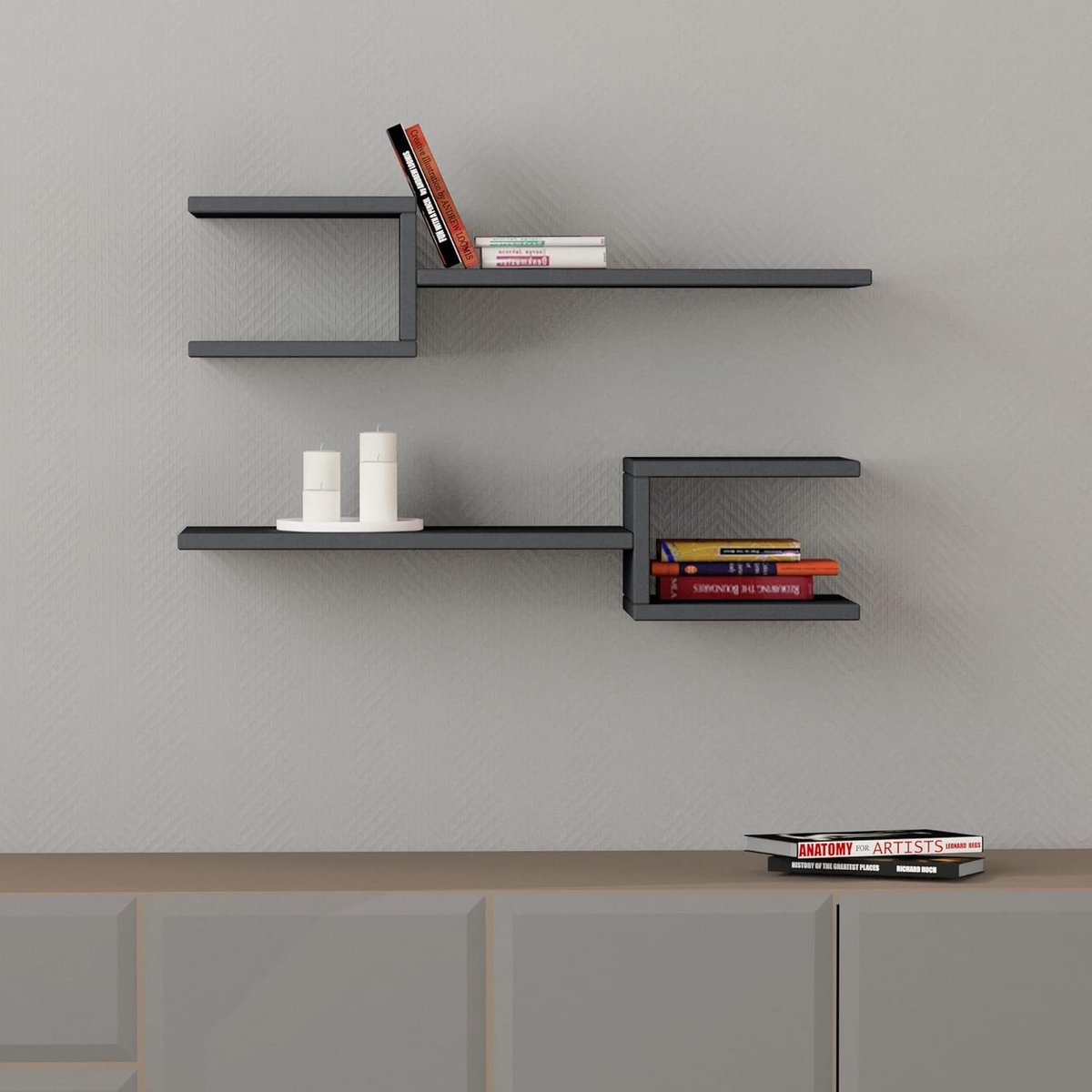 Zwevende Wandplanken - Moderne Wandrekken - Woonkamer Decoratie - Ruimtebesparend Design -