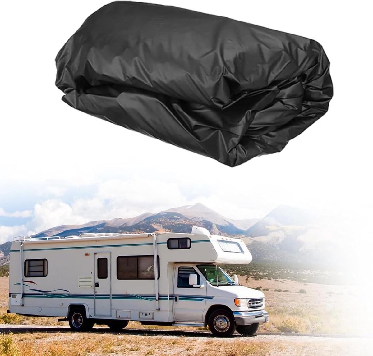 Caravanafdekking, 210D Oxford-stof, afdekzeil, met opbergtas, uv-bescherming, zonwering, voor campers, vrachtwagens (8,5 x 3 m)