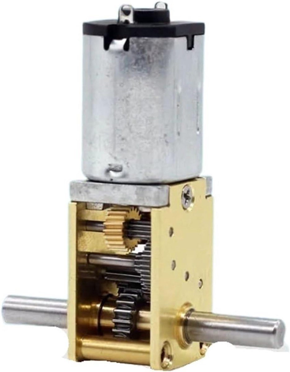 Dubbele As Motor - Kleine Elektromotor - Projecten Bouwen - Metalen Aandrijving - 6V 12V - Zilver