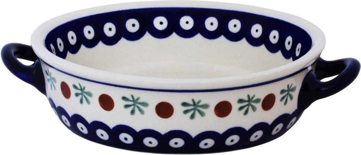 Ovenschaal Rond - Keramische Bakvorm - Oven Gebruik - Handgemaakt Decor - 0.45 Liter - Decor 41