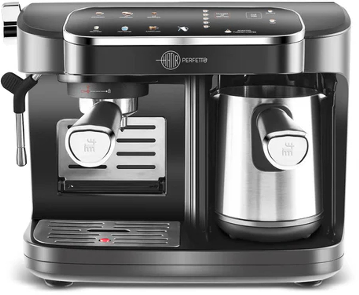 Karaca Hatir Perfetto - Espresso- en Turkse Koffiemachine INOX – 20 Bar – 1900W – Melkopschuimer – 1,8L Waterreservoir