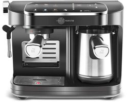 Karaca Hatir Perfetto - Espresso- en Turkse Koffiemachine INOX – 20 Bar – 1900W – Melkopschuimer – 1,8L Waterreservoir