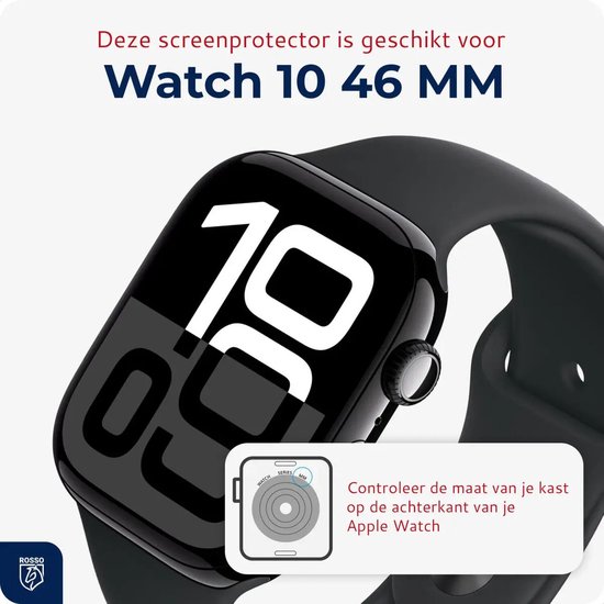 Rosso Smartwatch Protector Geschikt voor Apple Watch 11 / 10 46MM - 7H Tempered Glass Screen Protector - met Installatietray en Dust Removal - Horloge Beschermlaag - Case Friendly (2-Pack)