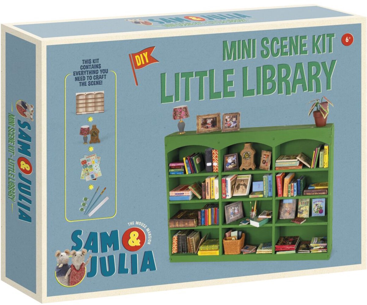Sam & Julia Het Muizenhuis Miniatuur-bibliotheek knutselpakket - Speelgoed kinderen - Schaal 1:12 - Knutselen - Voor meisjes en jongens - Bambolino Toys