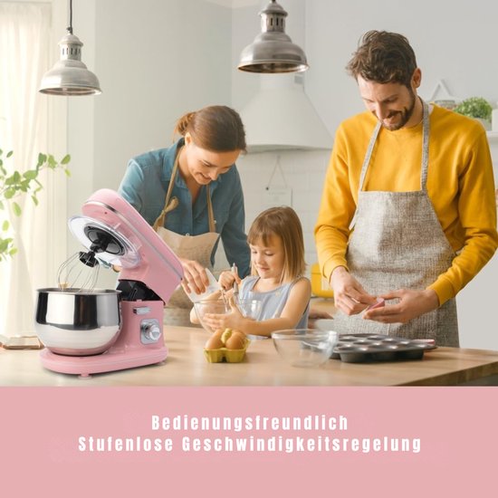 AHD® Mixer met mengkom - Mixer - Mixer met mengkom keukenmachine - Roze - 21cm x 35cm x 32cm; 4.5kg van Ahd — afbeelding 5