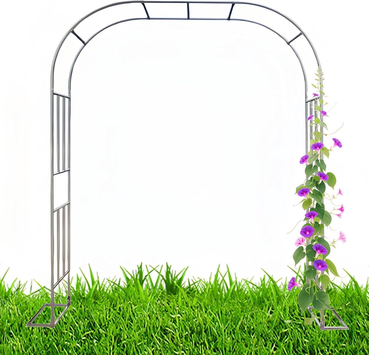 Tuinboog Prieel - Rozenboog Klimrek - Tuin Decoratie - Roestvrij Staal - 150 x 240 cm - Zilver