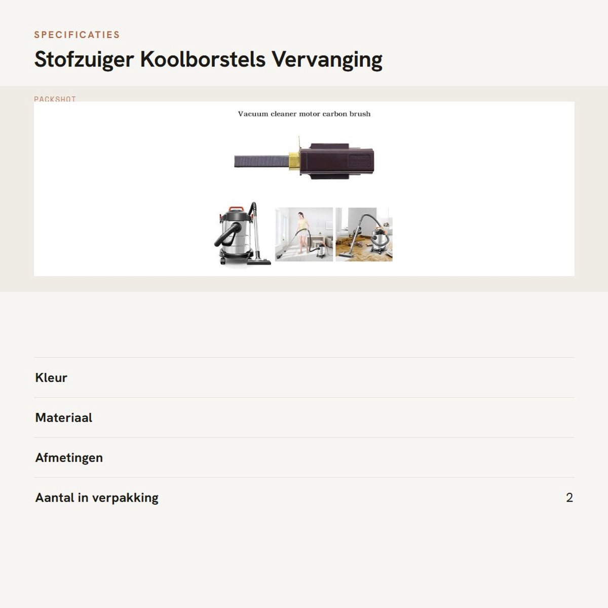 Dailygoods- Koolborstels Vervanging - 2 Stuks - Geschikt voor Numatic - Koolstof/Metaal/Plastic - Lengte 7,3 cm - Compatibel met 230155/230240/2311480 - Motorborstel