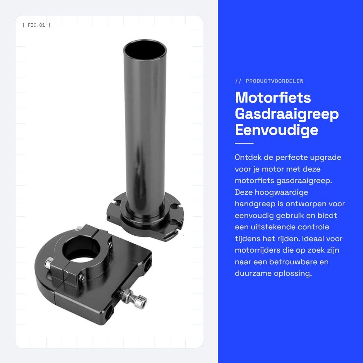 Dailygoods- Gasdraaigreep 22 mm - Aluminium - Motorfiets - Eenvoudige installatie - Goede prestaties - 100% nieuw - Motorhandgreep