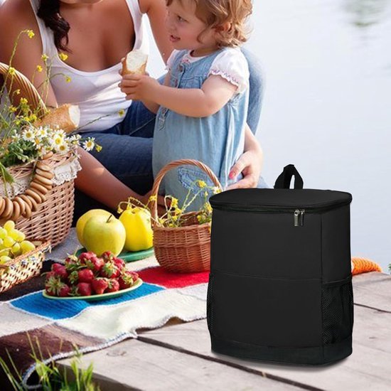 Geïsoleerde koelrugzak - Lunchtas Ijskist - Eten Bewaren - Lekvrij Ontwerp - Meer dan 16 blikjes - Zwart — afbeelding 3