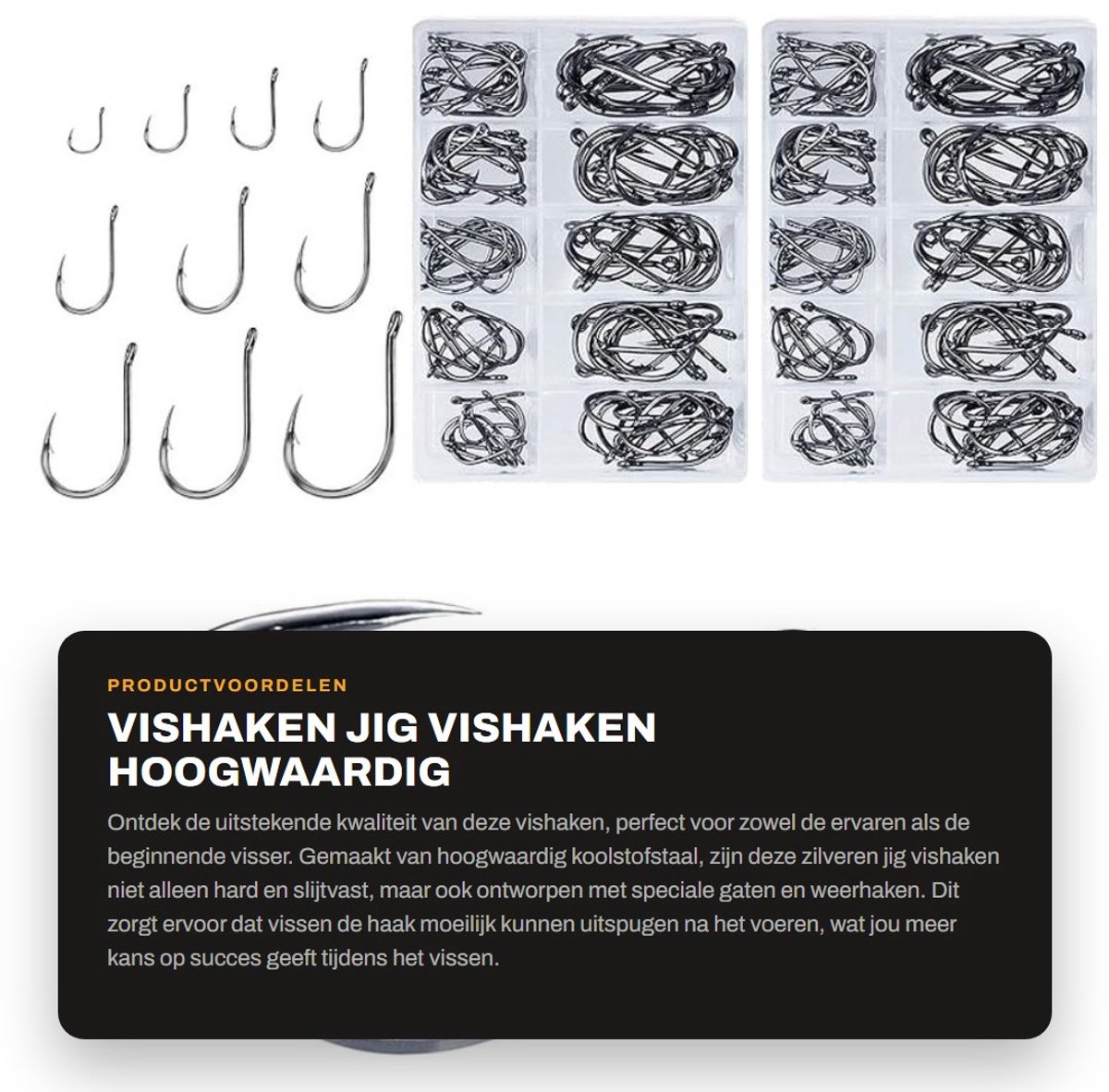Dailygoods- Vishaken van koolstofstaal - 200 Stuks - Jig Vishaken - Zilver - Slijtvast - Geschikt voor zoet/zout water - Vishaak