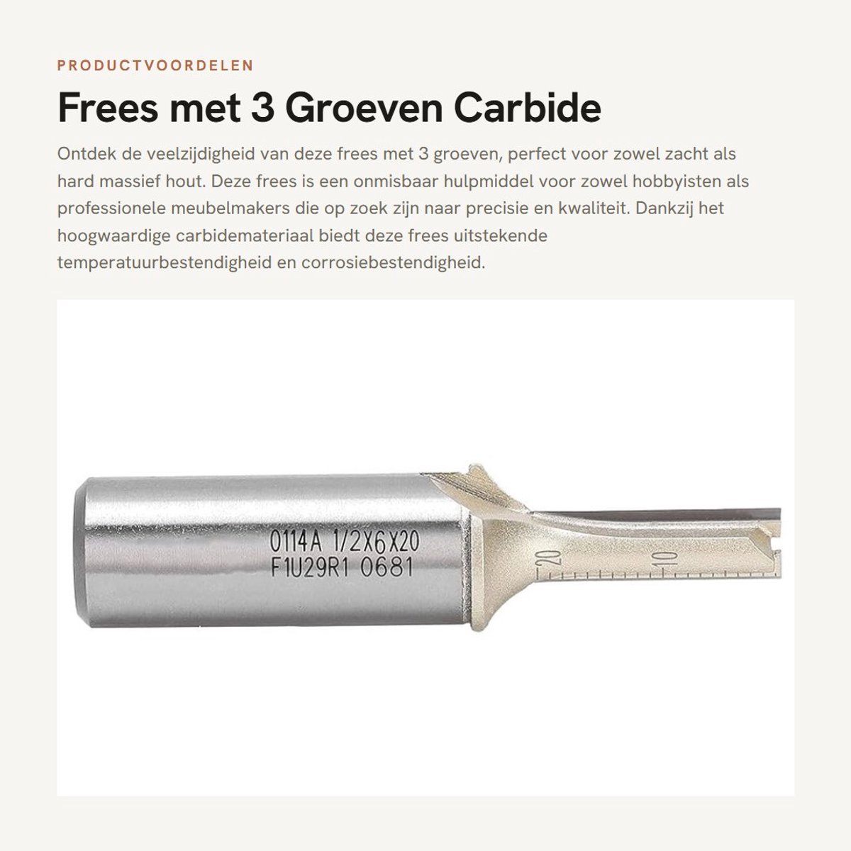 Dailygoods- Carbide Frees - 3 Groeven - Rechte Schacht - Hardmetaal - 60 mm - Antiaanbaklaag - Schoon Snijoppervlak