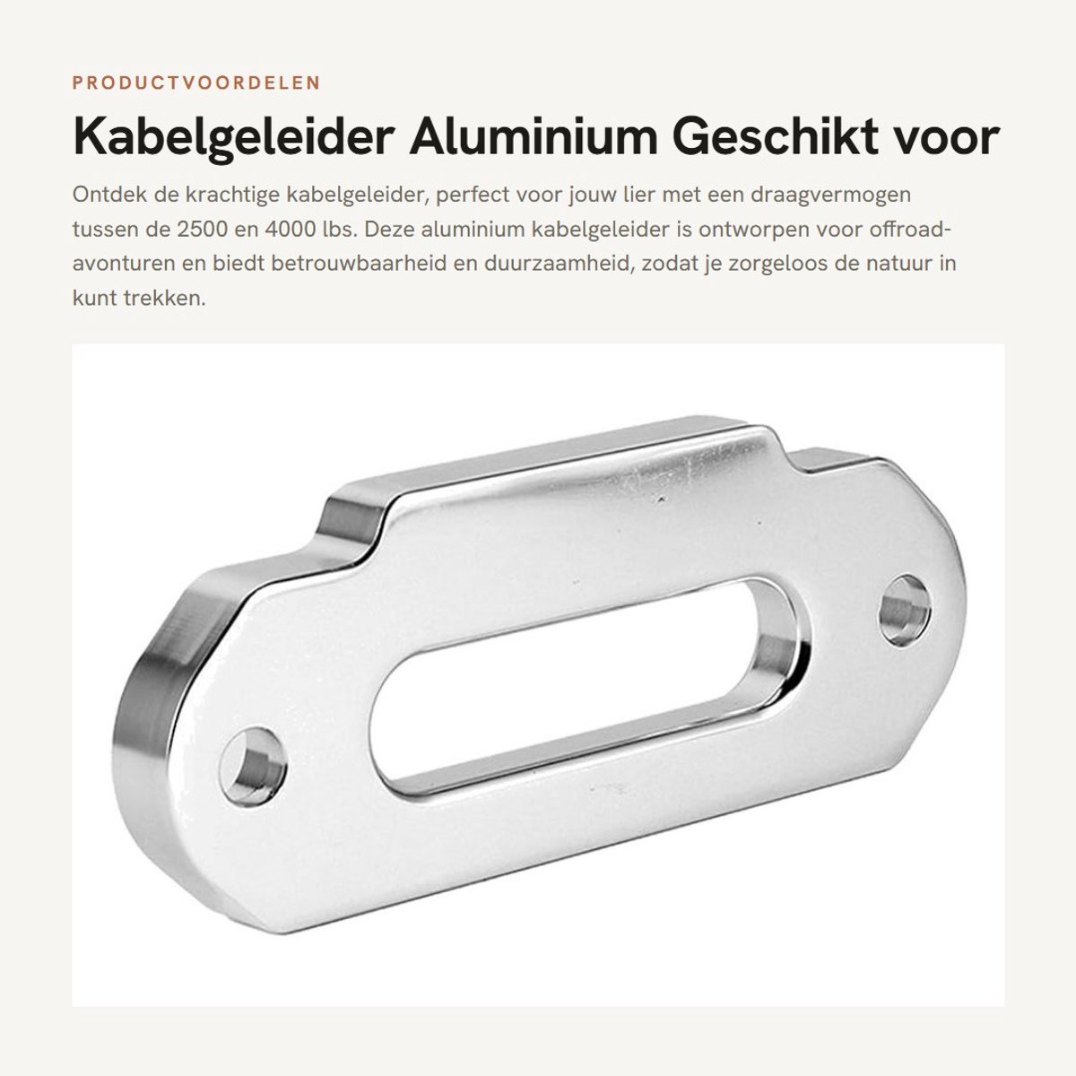 Dailygoods- Kabelgeleider Aluminium - Hawse Fairlead - Draagvermogen 2500-4000 lbs - Slijtvast - Offroad - Bescherming lierkabel - Lieraccessoire