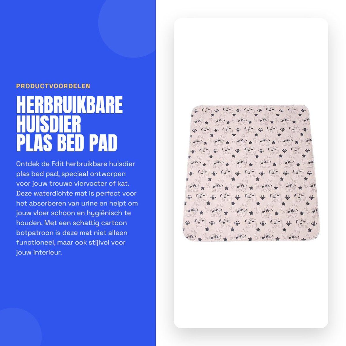 Dailygoods- Plasmat Waterdicht - Puppy/Kat Tapijt - 3-laags Ontwerp - Absorberend - Onderhoudsvriendelijk - 80 x 90 cm - Hondenmat