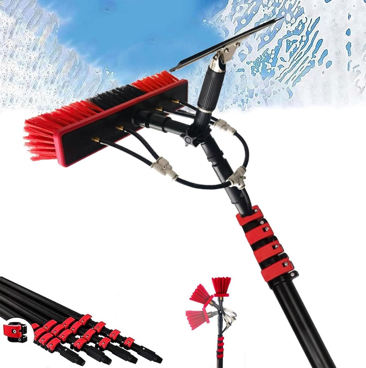 Zonnepaneelreiniger Telescoop - Raamwas set - Hoge oppervlakken reinigen - Watergevoede paal - Tot 108 meter - One Color