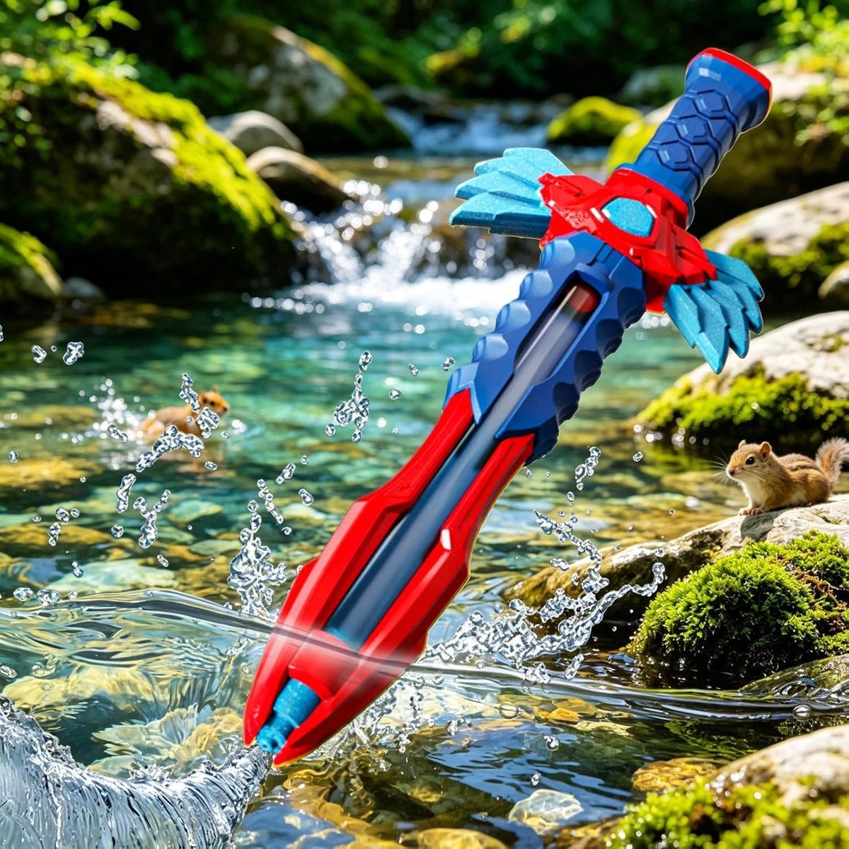 Water Speelgoed - Waterkanon Kinderen - Zomerse Pret - Vijf Nozzles - 43 cm - Blauw – foto 5